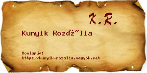 Kunyik Rozália névjegykártya